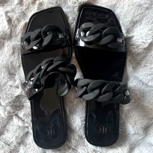Black double strap sandals